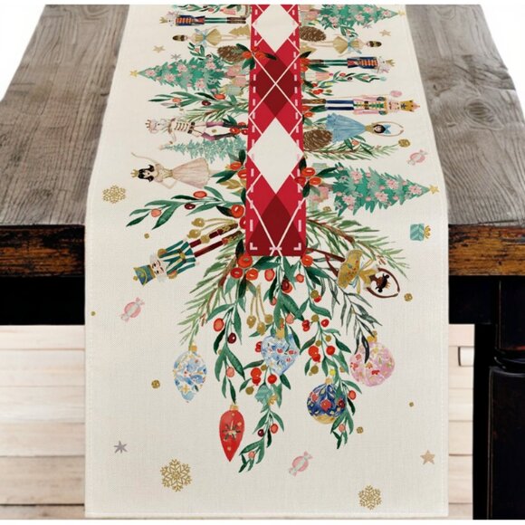 Nutcracker Table Runner Christmas Decor Holiday Decoration 72" Decorative Cloth - Picture 2 of 9